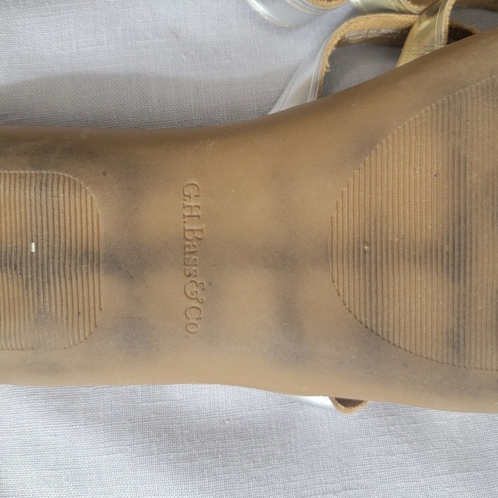 G.H. Bass Sunjuns Sharon Gold Silver Slide Thong Flip Flop Sandals sz 9M - Picture 11 of 15